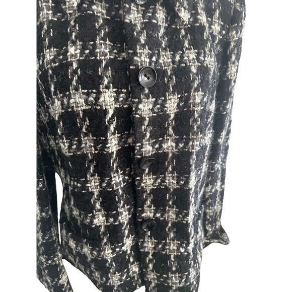 TALBOTS Italian Wool Mohair Blend Black Plaid Jacket Blazer Size 16 - Picture 7 of 8